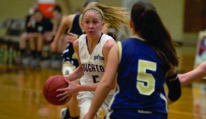 Kaitlyn Gaffney looks for a pass. 