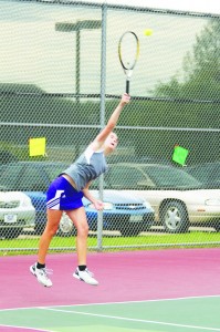 Bethany Chesebro, sophomore, returns the ball to her opponent.